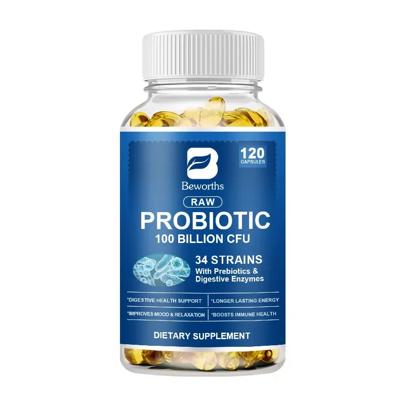 BEWORTHS High Absorption Probiotic Capsules Adults Digestive Health Supplement Promotes Promote Digestion Reduces Bloating