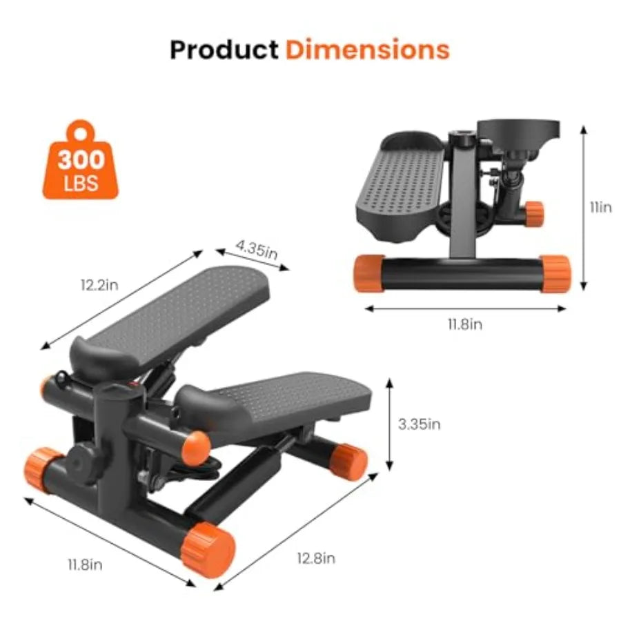 Mini Stair Steppers with Resistance Bands for Exercise at Home, Portable Exercise Twist Stepper Machine for Full Body Workout,