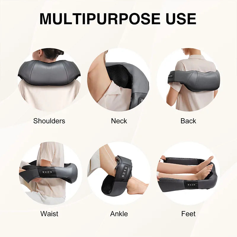 Nekteck Shiatsu Neck and Back Massager with Soothing Heat, Electric Deep Tissue 3D Kneading Massage for Shoulder, Leg, Body