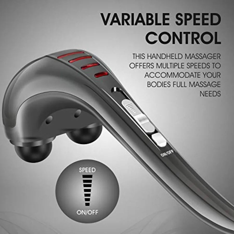 HANGSUN Handheld Neck Back Massager for Pain Relief Deep Tissue Electric Double Head Percussion Massage MG460 for Shoulder Leg