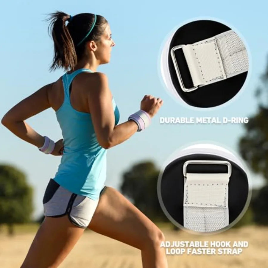 Ankle weights set for gym yoga fitness workout walking jogging running; neoprene fabric; black; adjustable 2/3/4/6 lbs per pair