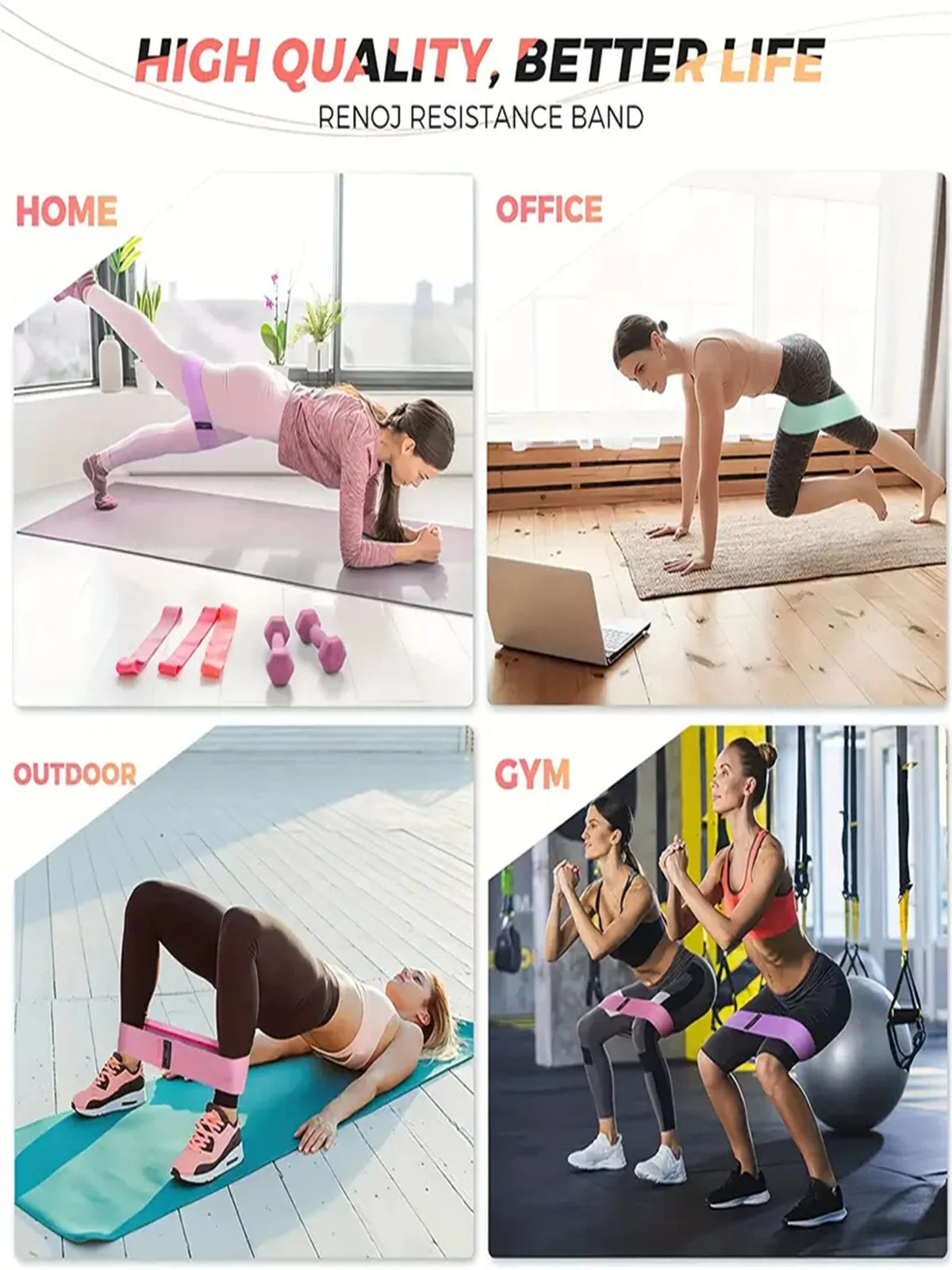 Pilates Yoga Elastic Resistance Bands, Exercise Stretch Flex Band For Booty Legs Workout