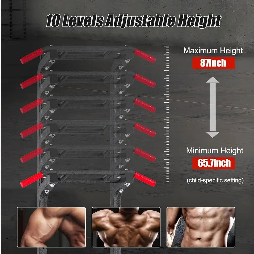 Power Tower Pull Up Bar Dip Station, All in One ree Standing Pull Up Bar or Home Gym with 7-Level Height Adjustable, Multi-uncti