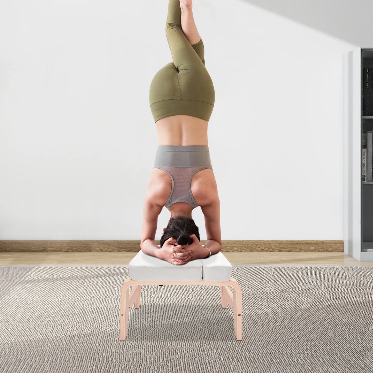 Yoga Headstand, Assistant Inversion Bench, Body Shaping Invert Stool, Chair Body Coordination for Gymnasts 64*36*40cm