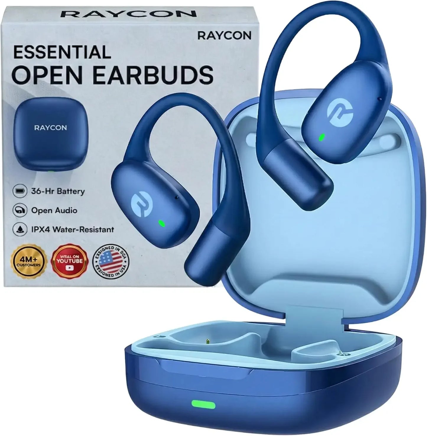 Raycon Essential Open Ear Earbuds – Open Ear Headphones, Earbuds Wireless Bluetooth, Sweat & Water-Resistant