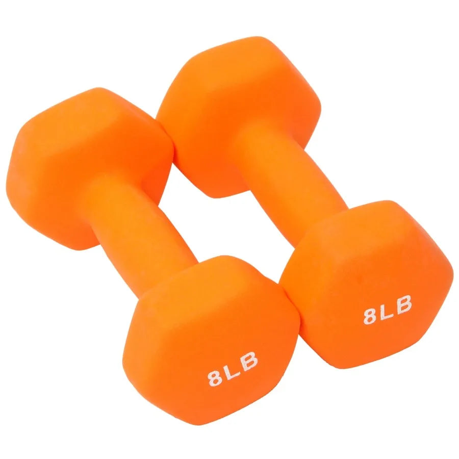 Home gym neoprene dumbbell set in black, red, blue with rack: 3lbs, 5lbs, 8lbsnon-slip, odor-resistant, space-saving design