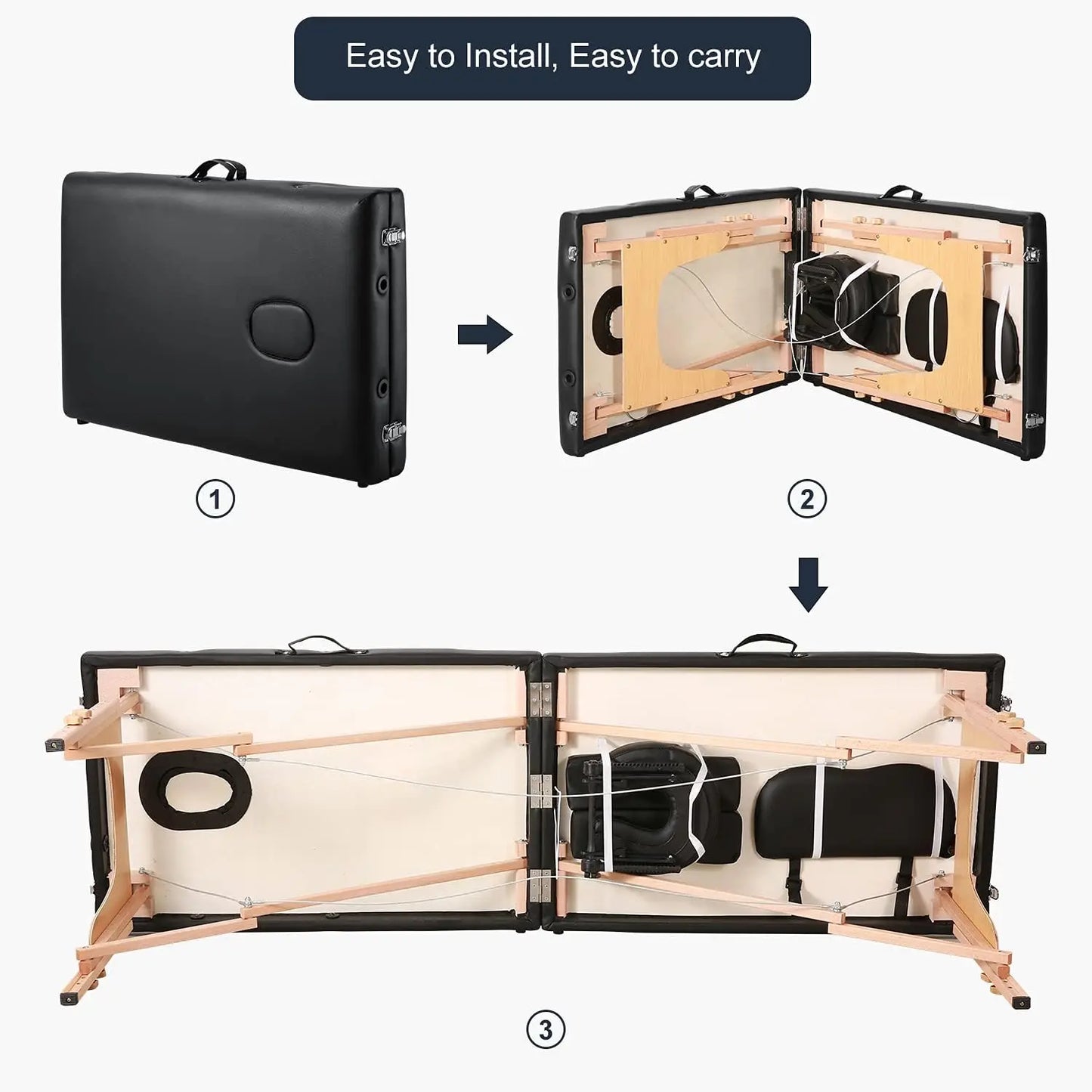 Massage Table Portable Wooden Lash Bed 24" Wide Massage Bed Foldable Beauty Spa Tattoo Face Cradle Adjustable, Customized