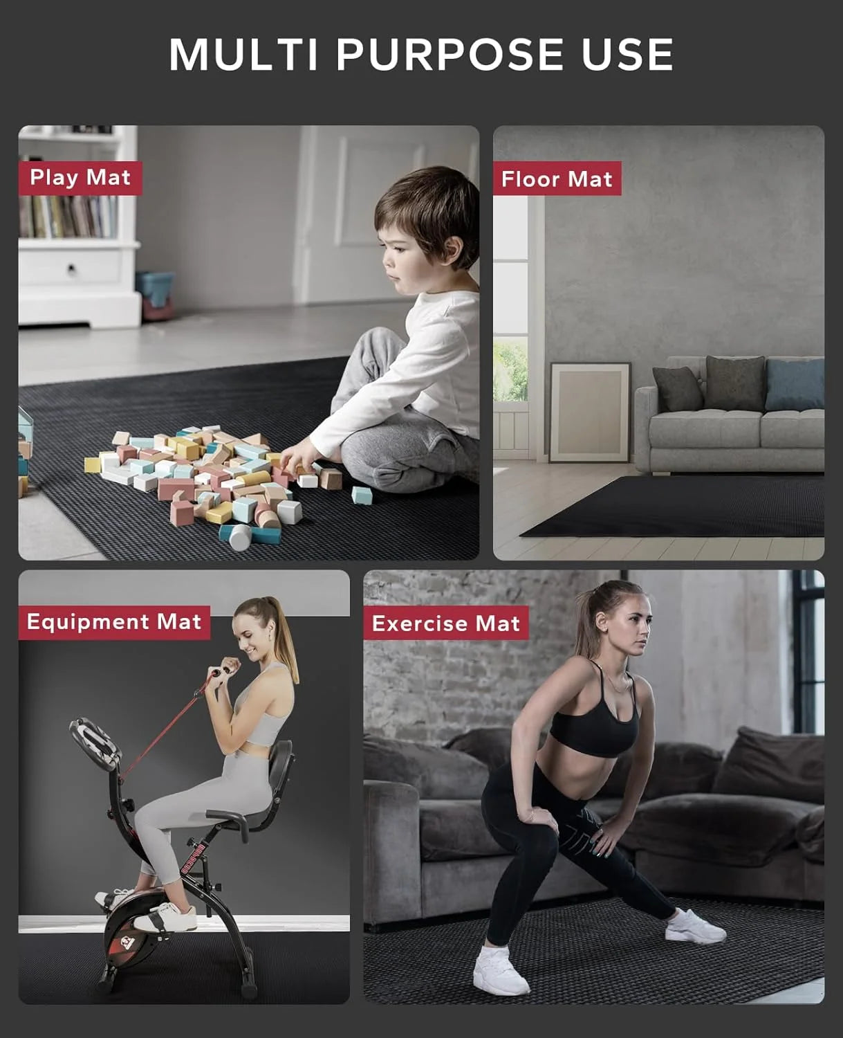 HAPBEAR Large Exercise Mat-7'x5'/6'x8'/6'x9'/6'x10'/6'x12'x8mm(1/3"),Non-Slip, Ultra Durable, Thick Workout Mat for Home Gym Flooring Cardio, Yoga for Fitness, High-Density, Shoes-Friendly