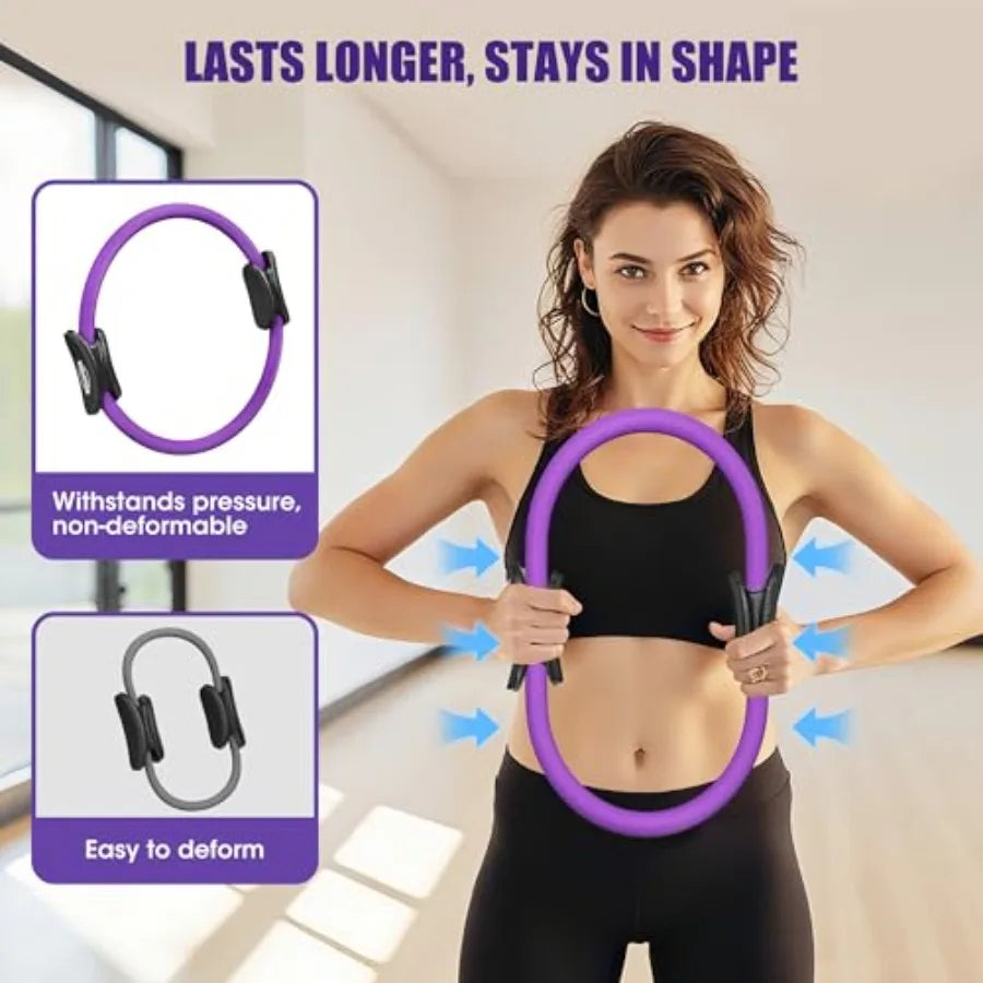 Pilates Essentials Kit for Women, Pilates Ring Set - 14" Magic Circle with Yoga Ball and Resistance Bands Pilates Kit for Home