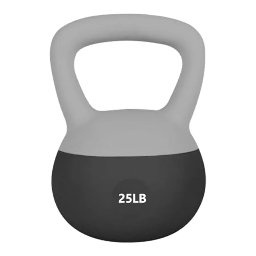 Home workout soft kettlebells: sand-filled color-coded anti-slip black and gray