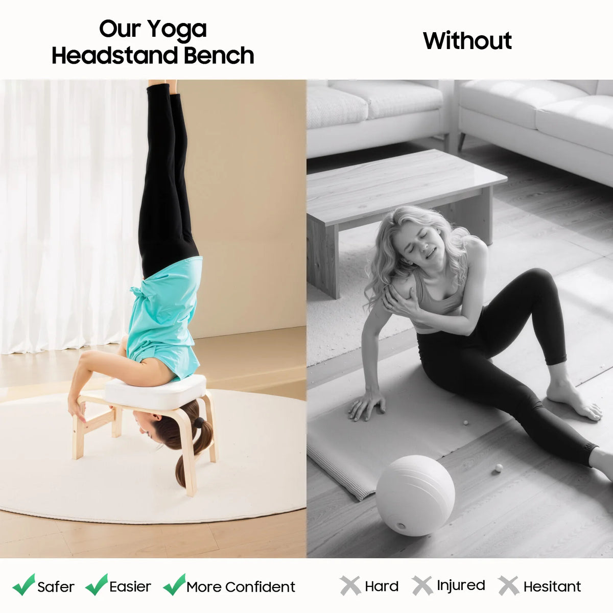 Yoga Headstand, Assistant Inversion Bench, Body Shaping Invert Stool, Chair Body Coordination for Gymnasts 64*36*40cm