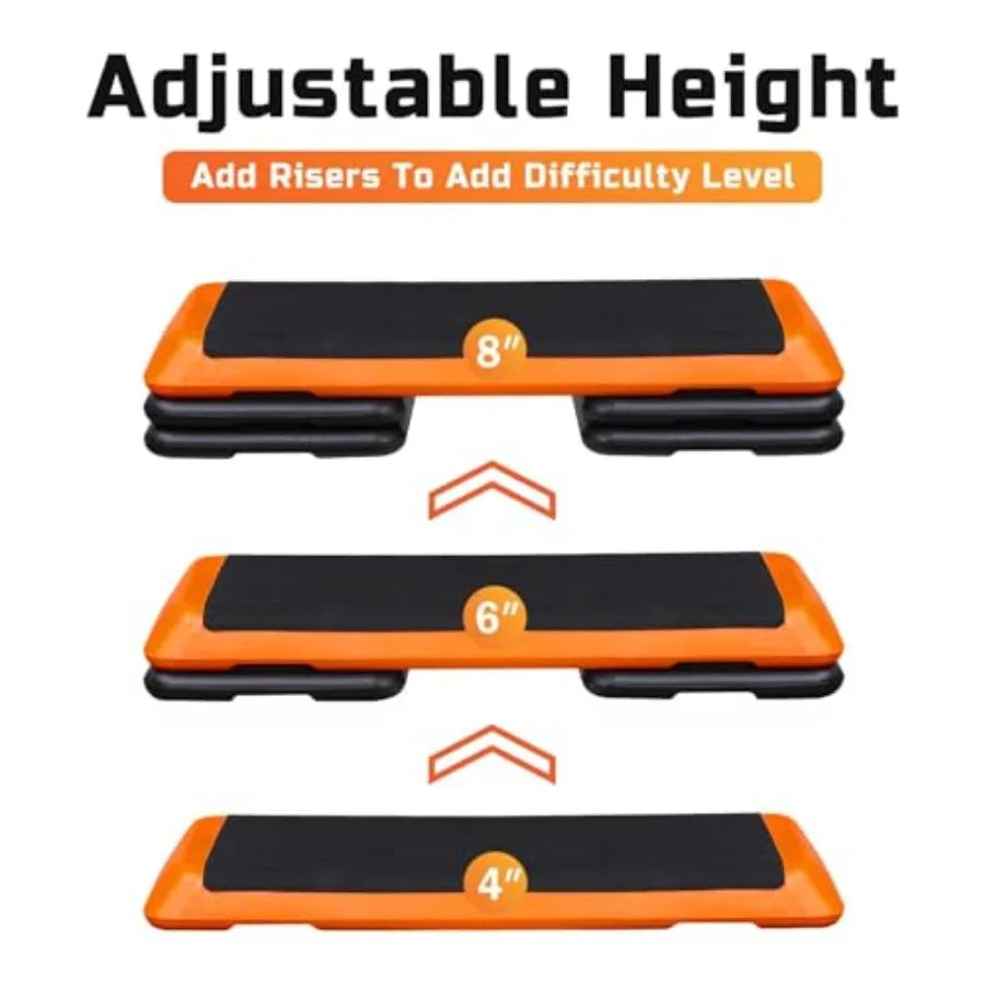 43'' Adjustable Aerobic Step Platform with 4 Stackable Risers for Home Gym Cardio Strength Training in Black