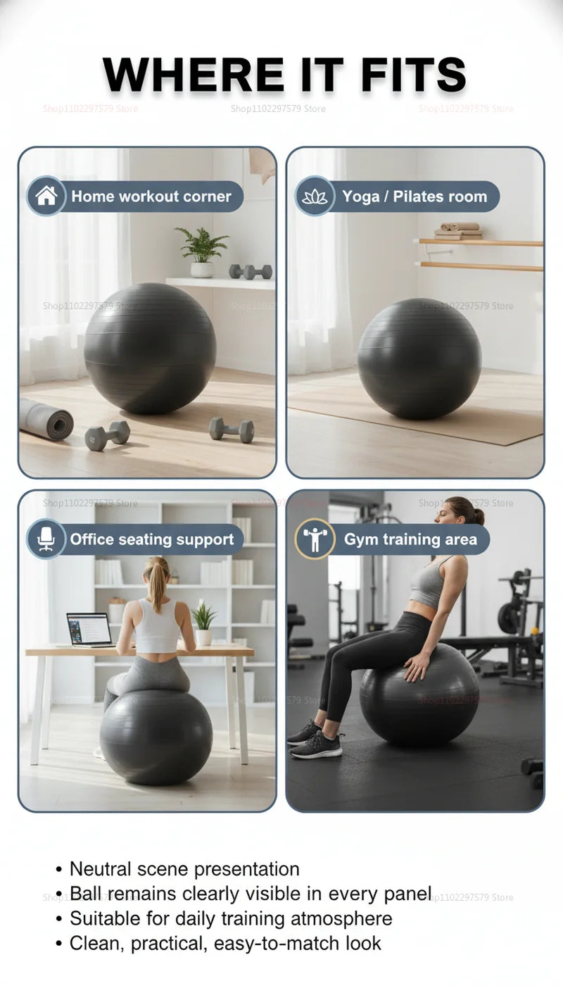 High Quality Explosion-proof Inflatable Yoga Ball, Suitable for Exercise and Balance, Suitable for Gym, Yoga and Home Training