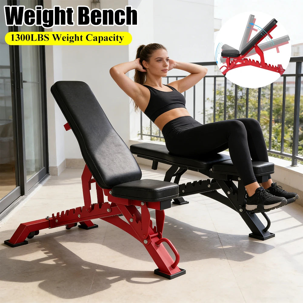 Adjustable Workout Bench with 1300LBS Weight Capacity Exercise Bench for Home Gym for Benches Press Strength Training Exercise