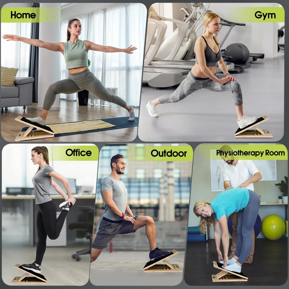 2 in 1 Wooden Balance Board & Calf Stretcher Slant Board, Adjustable Incline Ankle Stretch Board, Anti-Slip Wobble Board , Foot Heel Stretch, Leg Strength Training