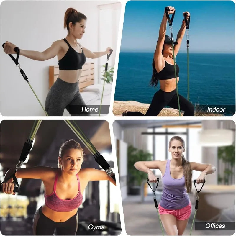 1Set 100/150/200lb Resistance Bands Set for Working Out, 5-Level Exercise Band for Men Women with Door Anchor, Handles, Ankle Straps, Portable Bag for Home Strength Training Equipment, Gym Fitness