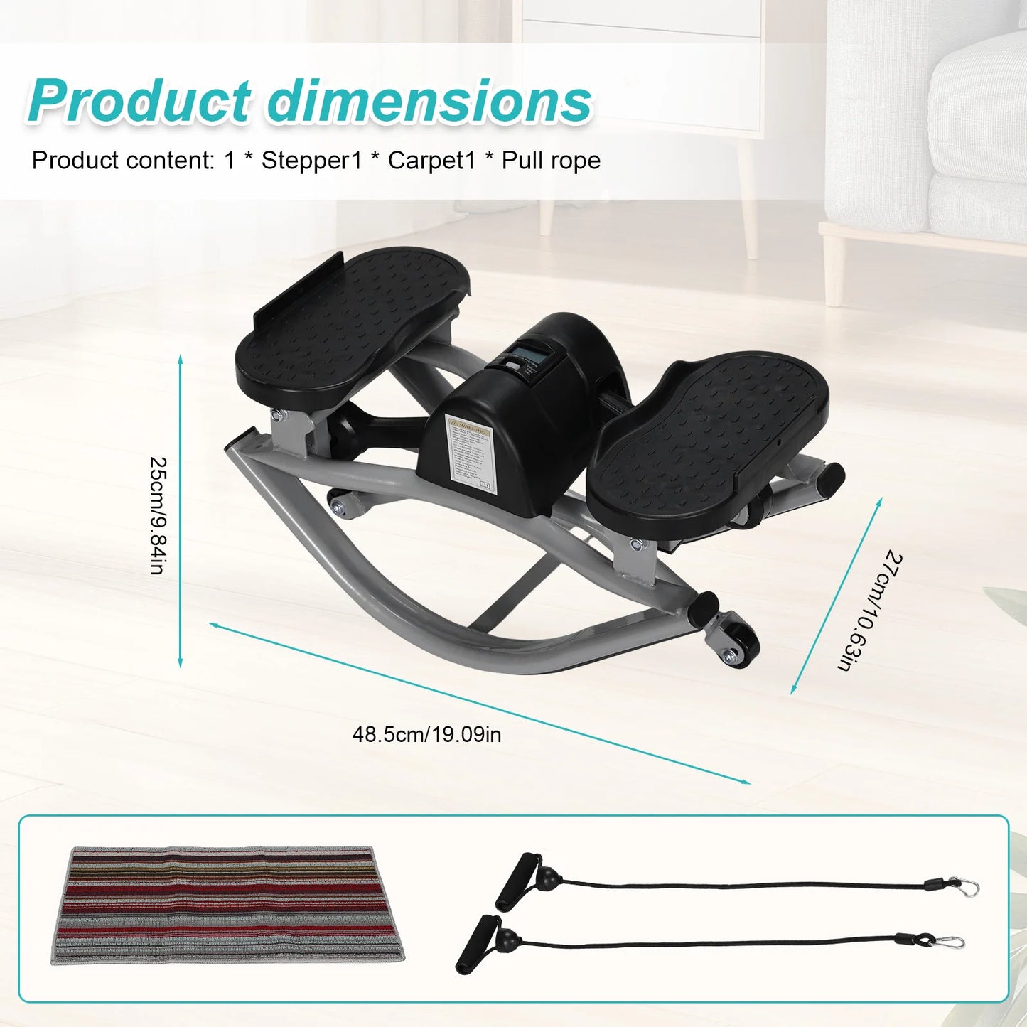 Rock Stepper Machine with Digital Display & Resistance Bands 250 LBS Weight Capacity for Knees Joints Legs Glutes Abs