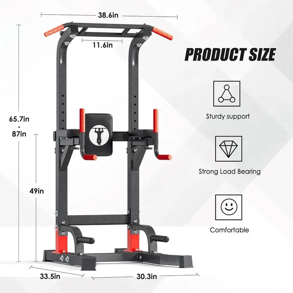 Power Tower Pull Up Bar Dip Station, All in One ree Standing Pull Up Bar or Home Gym with 7-Level Height Adjustable, Multi-uncti