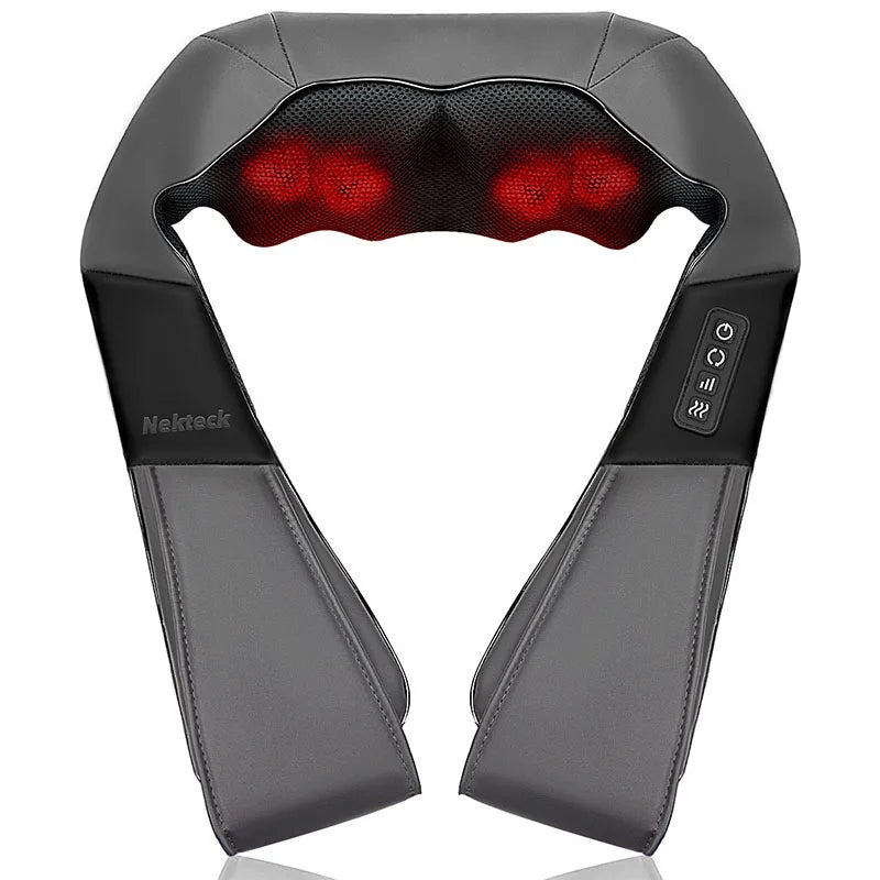 Nekteck Shiatsu Neck and Back Massager with Soothing Heat, Electric Deep Tissue 3D Kneading Massage for Shoulder, Leg, Body