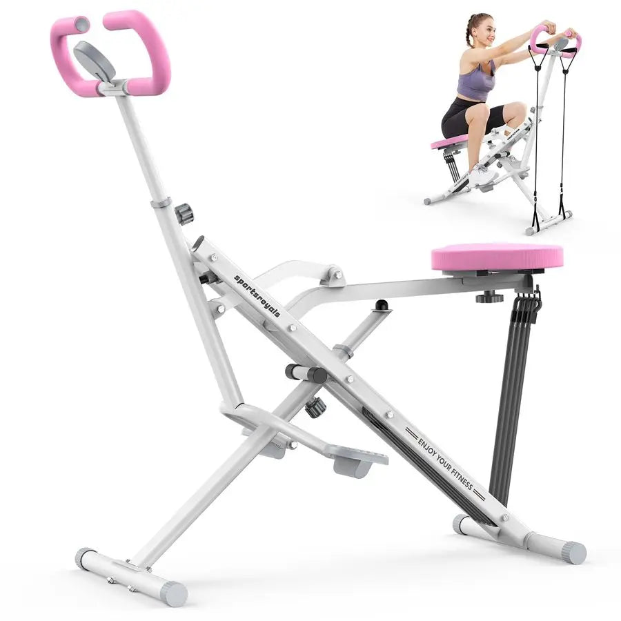 Pink Squat Machine Rowing Machine 2 in 1 Rower Squat Assist Workout Foldable Rower for Home Full Body Worikout Adjusta, Custom