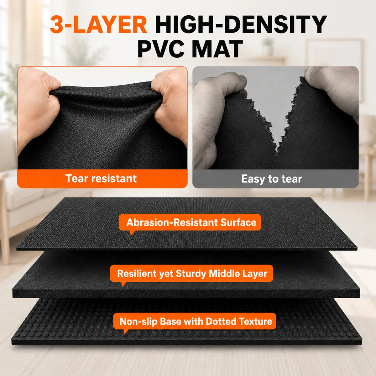 8'x6' (7mm) Thick Workout Mat, High-Density Non-Slip Gym Flooring for Cardio Yoga and Weight Training, Shoe-Friendly Durable Exercise Pad for Home Fitness