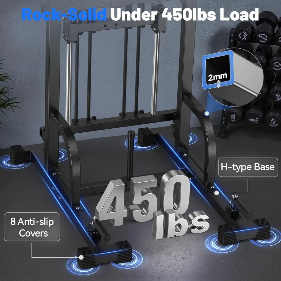 Power Tower Pull Up Bar Station, 450LBS Stable Pull Up Dip Station for Home Gym Strength Training Equipment