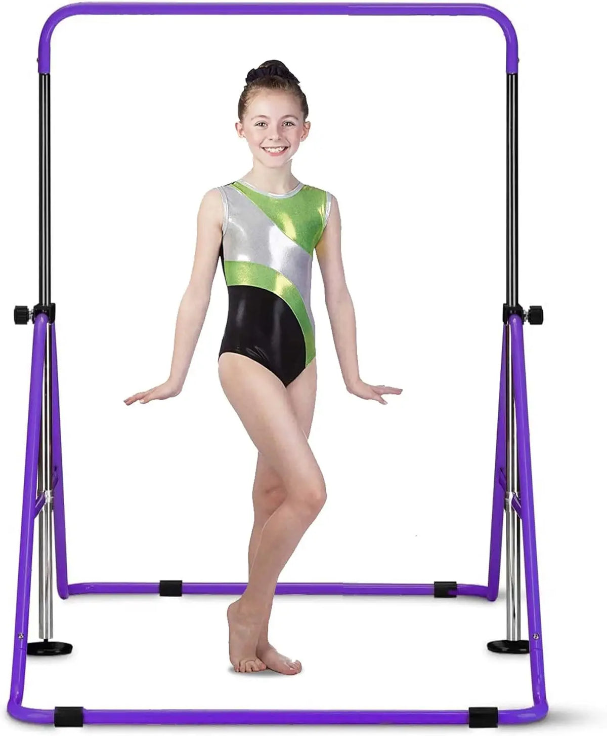 Gymnastics Bar with Mat, Foldable Gymnastics Horizontal Bar Height Adjustable, Gymnastics Equipment