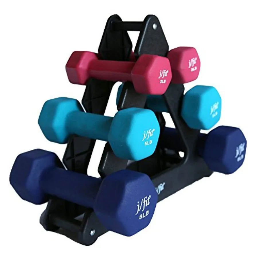 JFIT Dumbbell Pairs or Sets Neoprene Vinyl Coated Hand Weights for Home Gym Strength Training Aerobics Cardio Exercise and Fitn