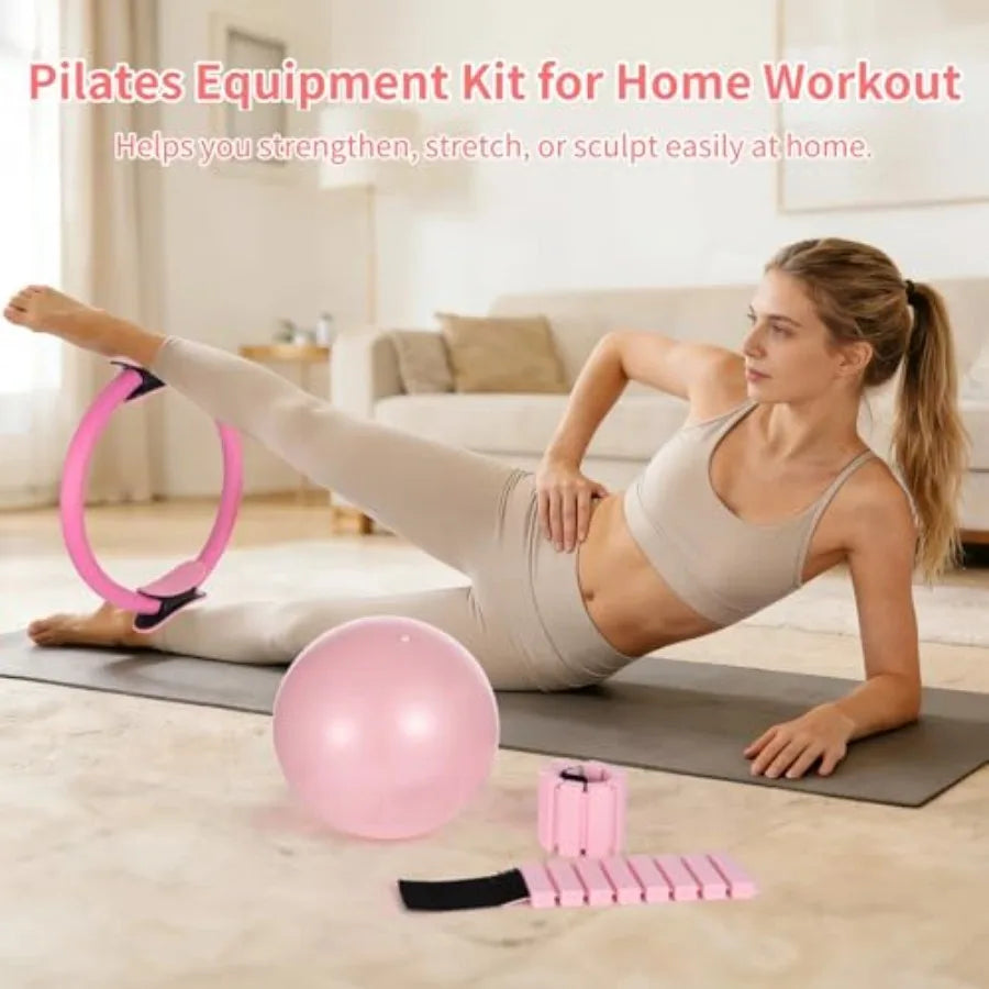 DORMIYA Pilates Equipment Kit for Home Workout with Ring Set Ball Ankle Wrist Weights Resistance Bands Tape Measure Women's Ful