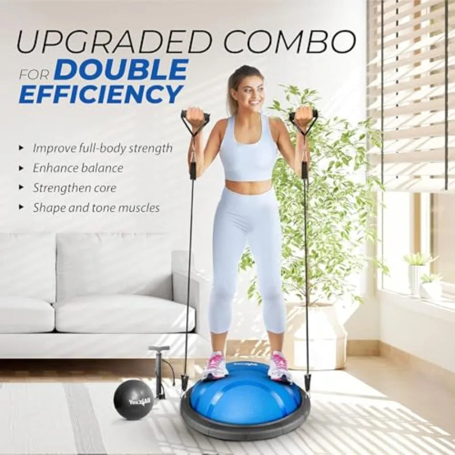 Half Ball Balance Trainer 880LBS for Pilates Home Gym Floor Exercises Full Body Workout Red High Stability Durable Material