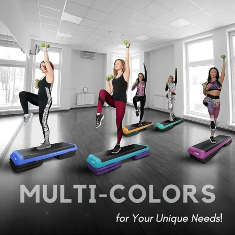 Adjustable Workout Aerobic Exercise Step Platform Health Club Size with 4 Adjustable Risers Included and Extra Risers Options