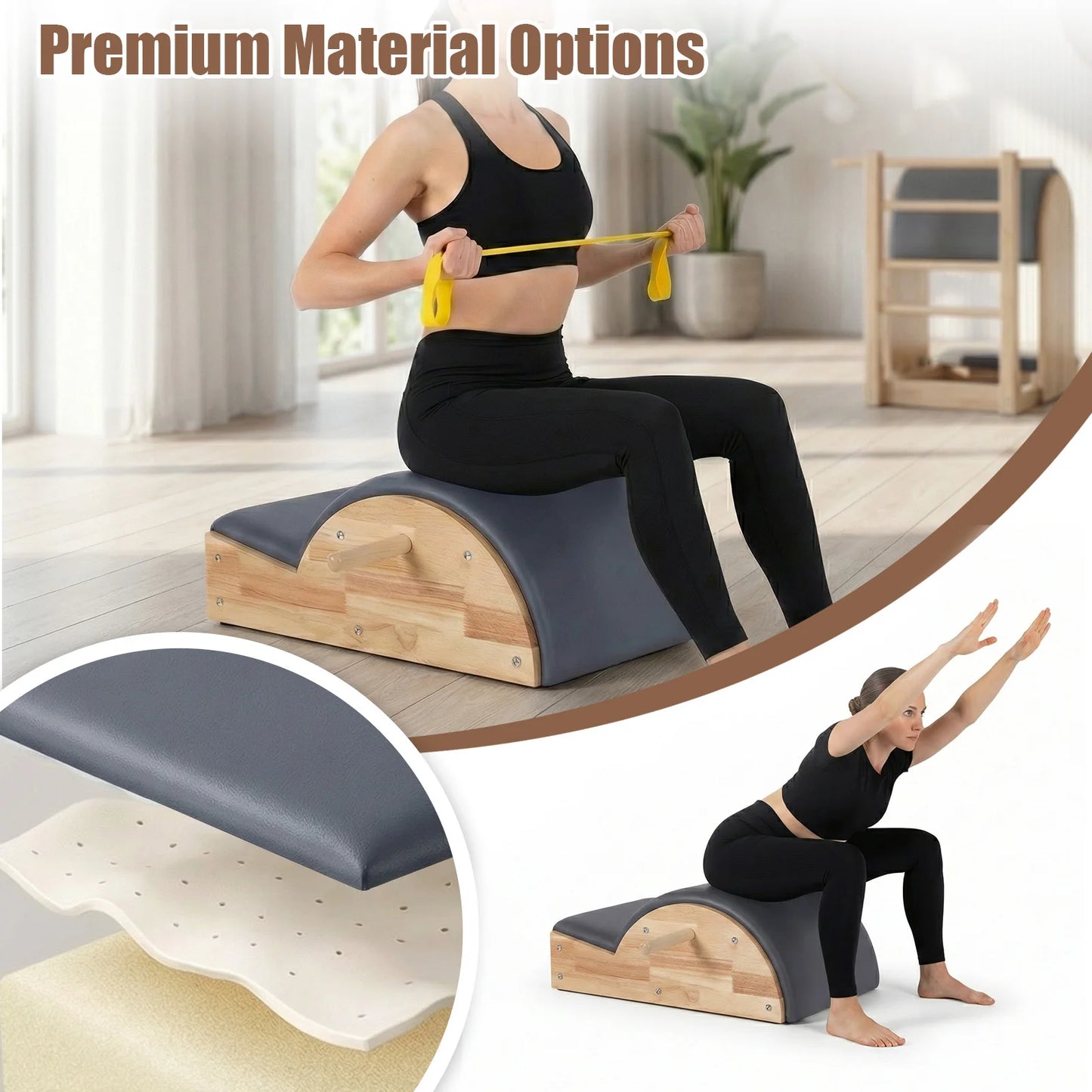 Balanced Body Pilates Arc Pilates Reformer Machine Solid Wood for Balance Body Exercise Multifunctional for Back Flexibility