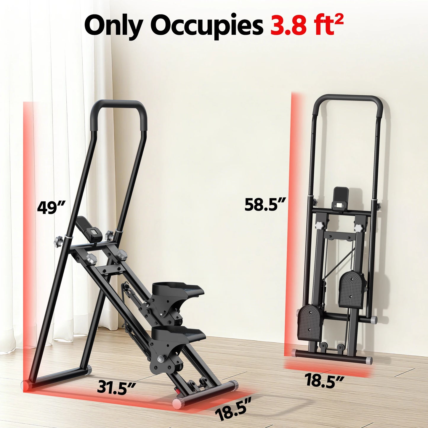 Stair Stepper for Home Gym Exercise, New Version Compact Folding Stair Climber with Quiet Shock-Absorbing Spring, Adjustable Res
