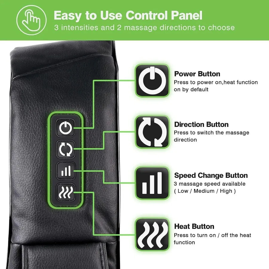 Electric Shiatsu Back Neck and Shoulder Massager with Heat for Deep Tissue 3D Kneading Full Body Relief for Legs Feet and Muscl