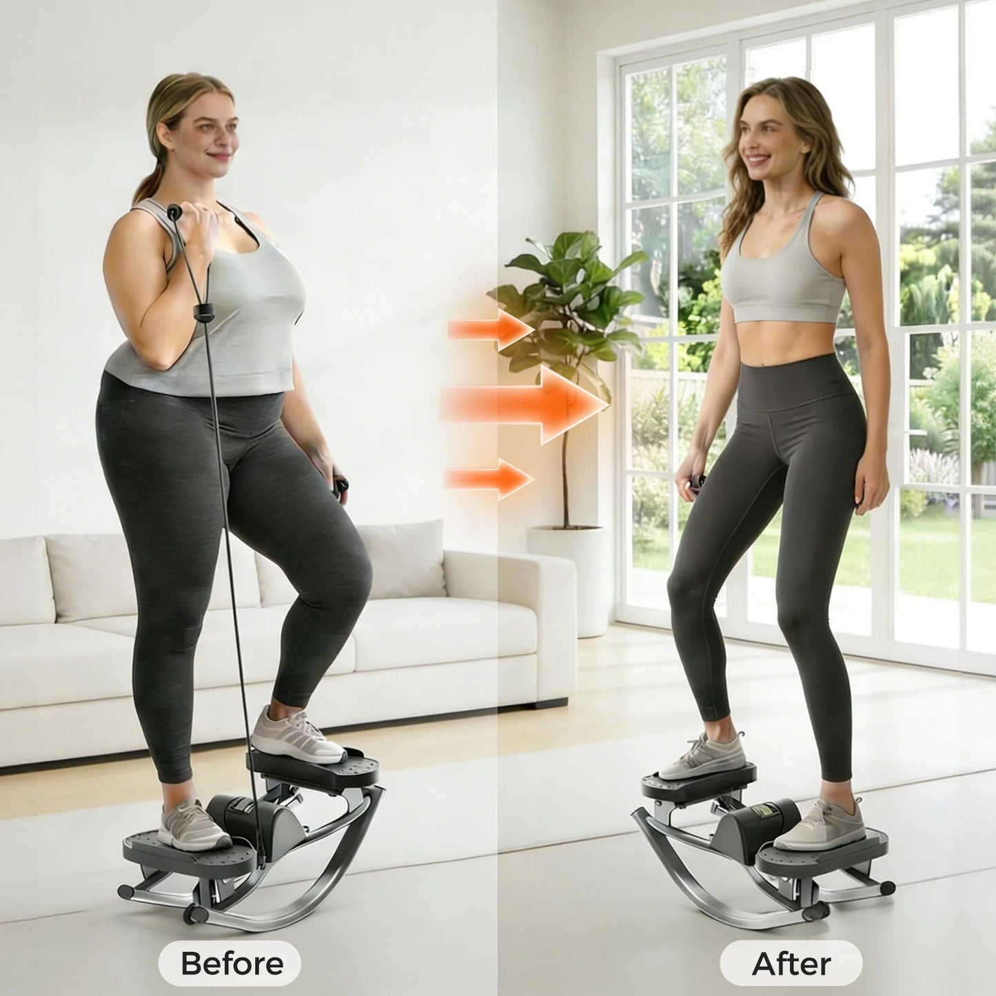 Rock Stepper Exercise Machine, Silent Lateral Swing Stepper with Resistance Ropes & Yoga Mat, Portable Mini Stair Climber Home