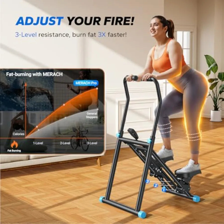 Stair Stepper Pro-3-Level Resistance Stairmaster, Upgrade High-Efficiency Stairmaster for Home Gym Exercise, Compact Folding Ca