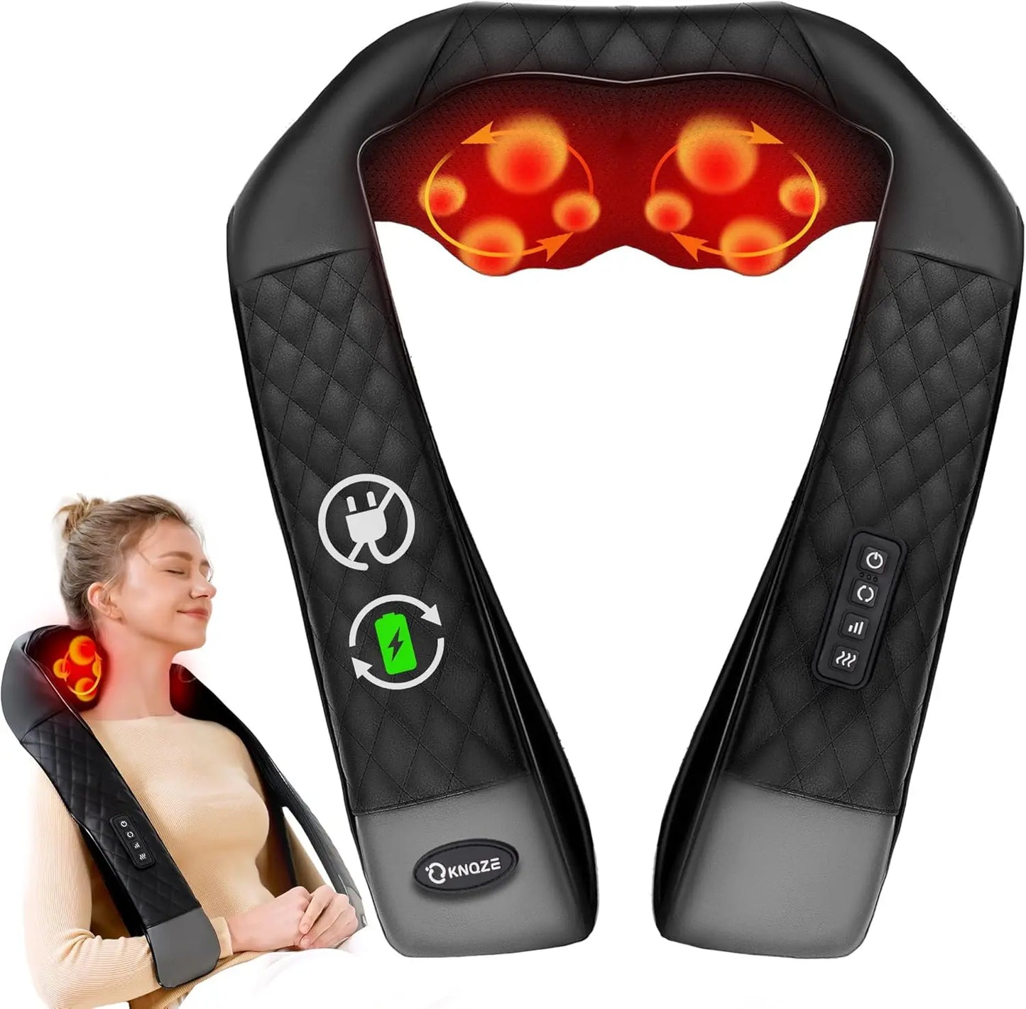 Cordless Neck & Back Massager with Heat, 4D Deep Tissue Kneading, Full Body Muscle Pain Relief, Ergonomic Design, 2026 Upgraded