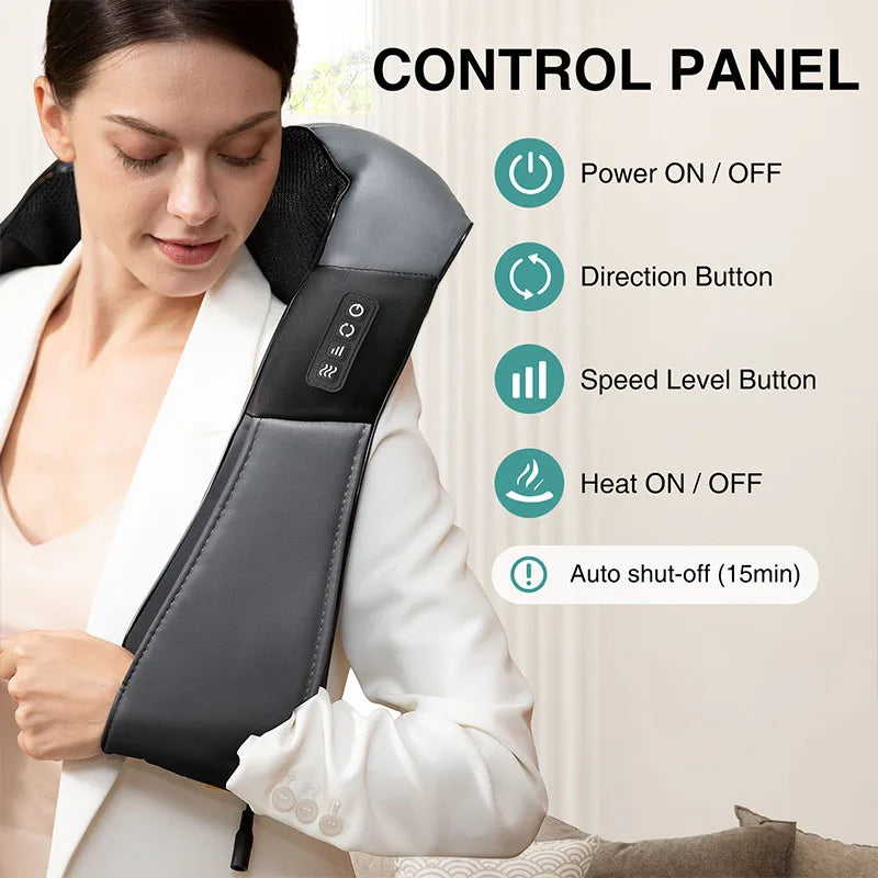 Nekteck Shiatsu Neck and Back Massager with Soothing Heat, Electric Deep Tissue 3D Kneading Massage for Shoulder, Leg, Body
