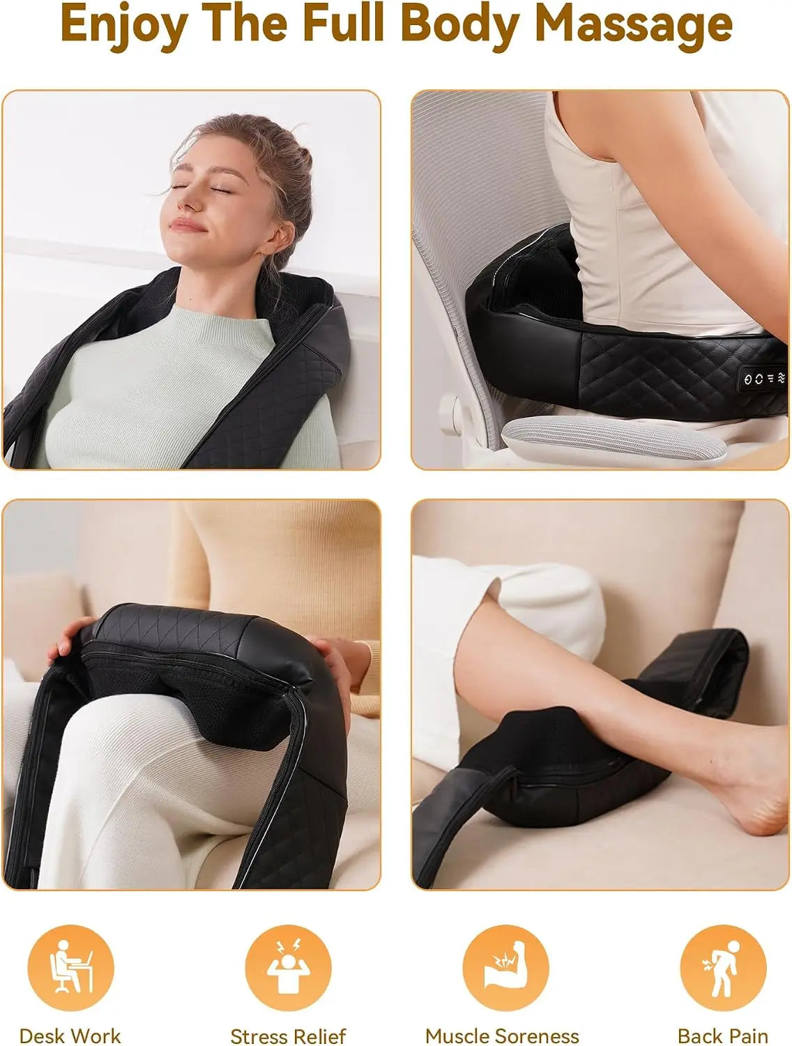Cordless Neck & Back Massager with Heat, 4D Deep Tissue Kneading, Full Body Muscle Pain Relief, Ergonomic Design, 2026 Upgraded