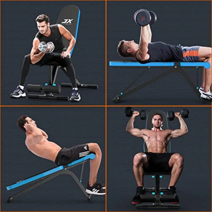 Adjustable Weight Bench with Squat Rack for Home Gym Full-Body Workout Steel Black Two-Piece Set Bench Press Stand Barbell Rack