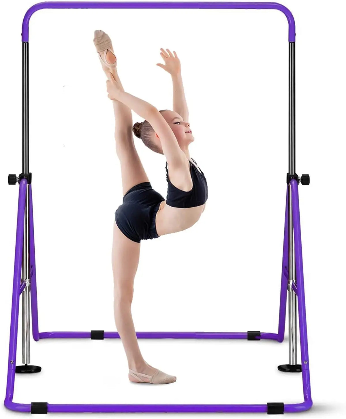 Gymnastics Bar with Mat, Foldable Gymnastics Horizontal Bar Height Adjustable, Gymnastics Equipment