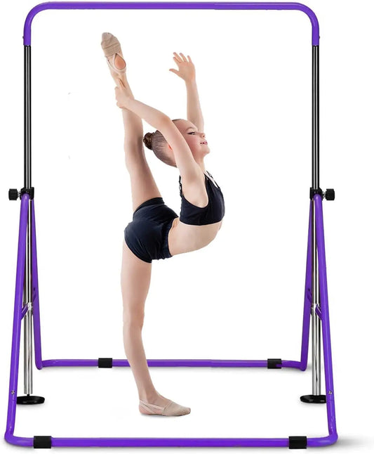 Gymnastics Bar with Mat, Foldable Gymnastics Horizontal Bar Height Adjustable, Gymnastics Equipment