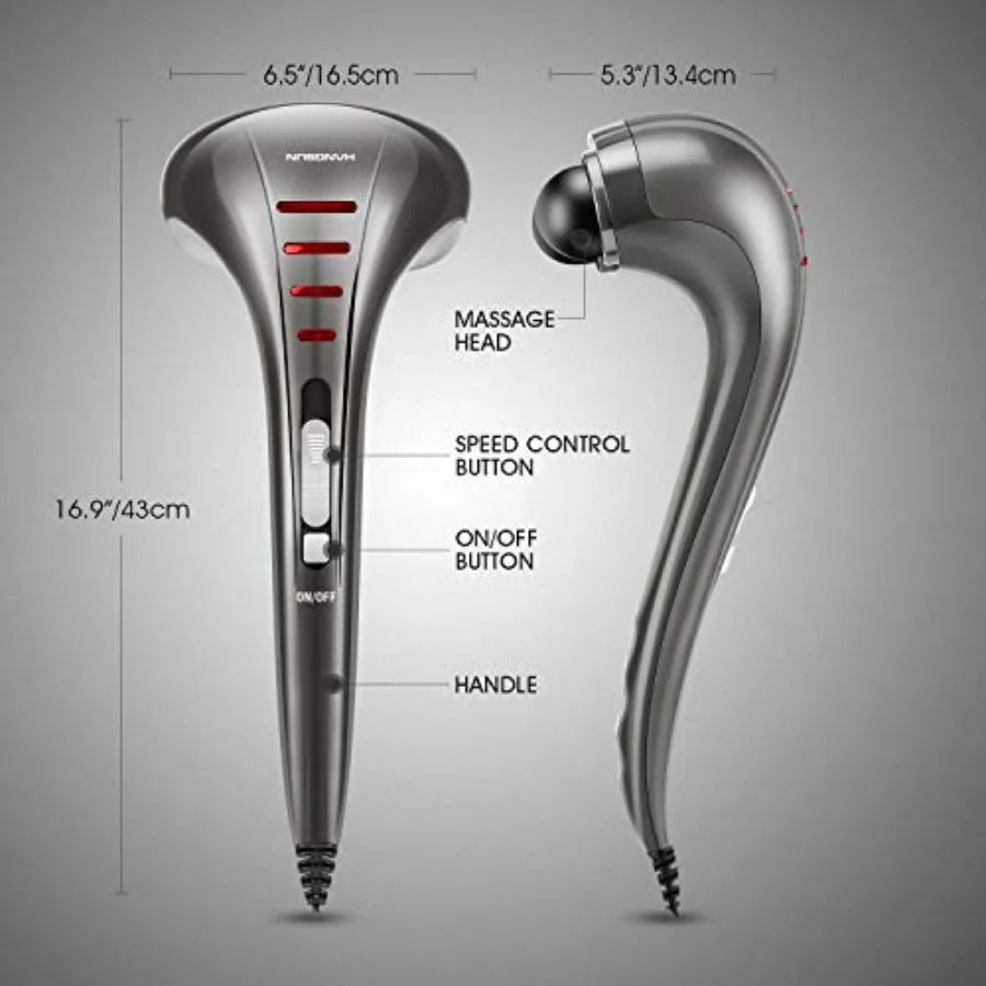 HANGSUN Handheld Neck Back Massager for Pain Relief Deep Tissue Electric Double Head Percussion Massage MG460 for Shoulder Leg