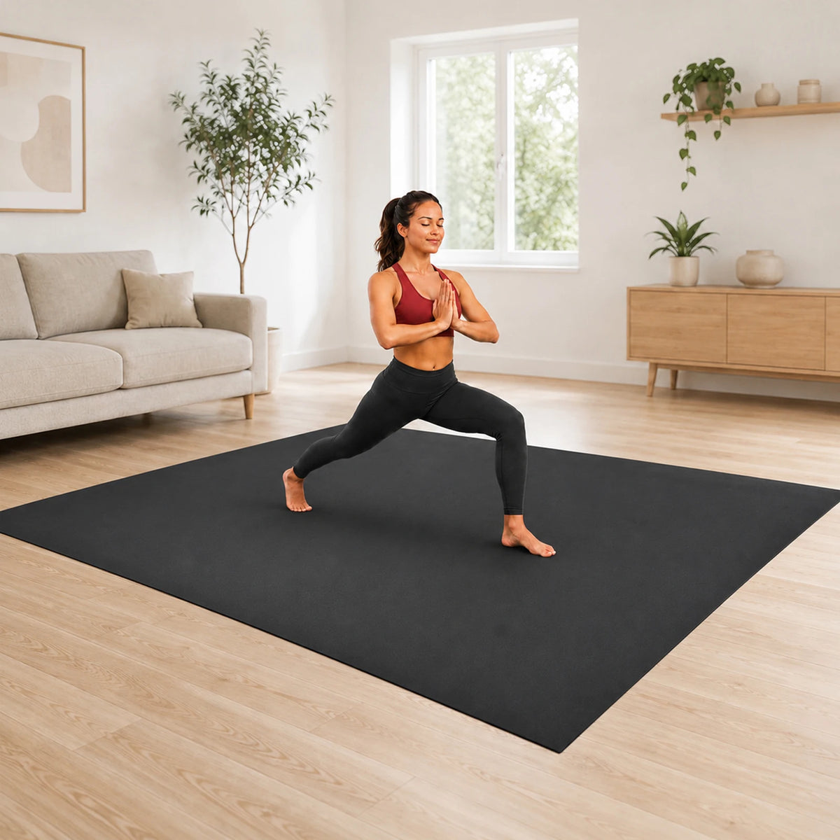 8'x6' (7mm) Thick Workout Mat, High-Density Non-Slip Gym Flooring for Cardio Yoga and Weight Training, Shoe-Friendly Durable Exercise Pad for Home Fitness