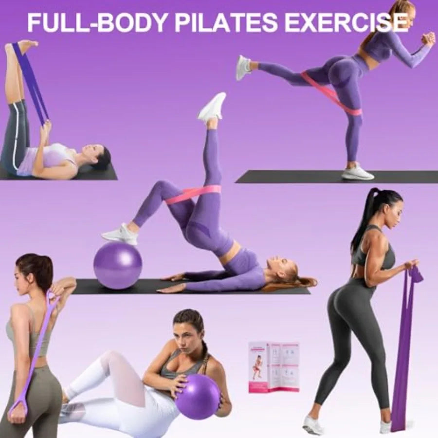 Pilates Ring Equipment Set, Home Pilates Kit for Women with 13'' Magic Ring with Dual Padded Handles, Small Pilates Ball, 5 Res
