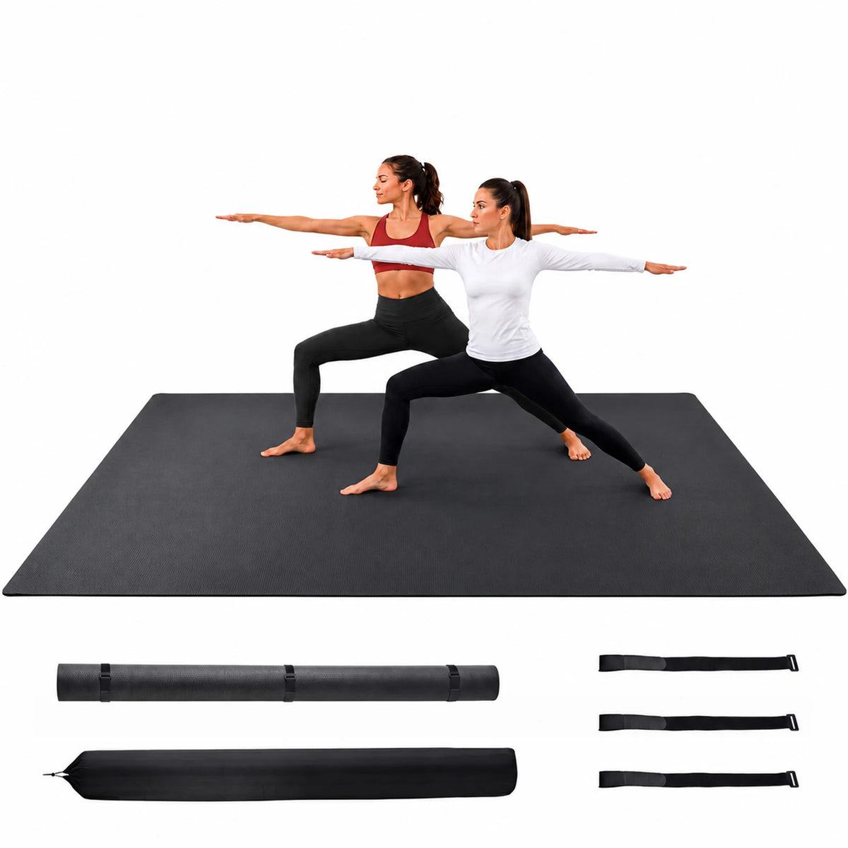 Large Yoga Mat 8 Ft X 6 Ft 7mm Thick PVC Exercise Mat for Home Gym Stretching Workouts Cardio Weights Yoga Fitness Pilates