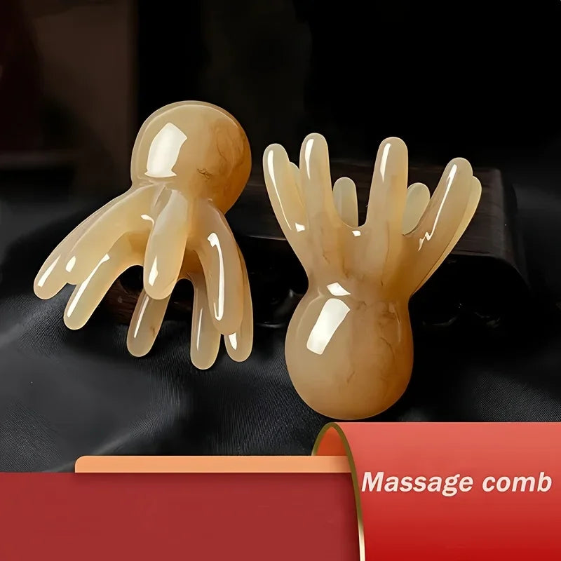 2 sets of handheld cute octopus wide toothed massage combs