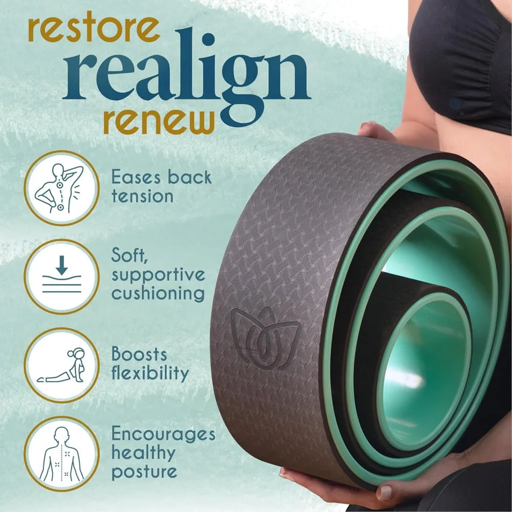 Florensi Yoga Wheel (3-Pack) - Back Stretcher and Back Roller for Back Pain, Yoga Roller for Muscle Relaxation