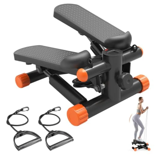 Mini Stair Steppers with Resistance Bands for Exercise at Home, Portable Exercise Twist Stepper Machine for Full Body Workout,