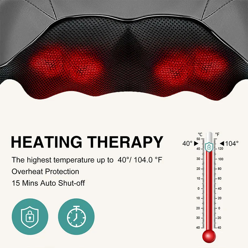 Nekteck Shiatsu Neck and Back Massager with Soothing Heat, Electric Deep Tissue 3D Kneading Massage for Shoulder, Leg, Body